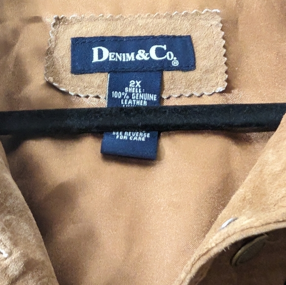 Denim & Co. Tan Suede Coat with flowers sz.2X - Picture 5 of 6